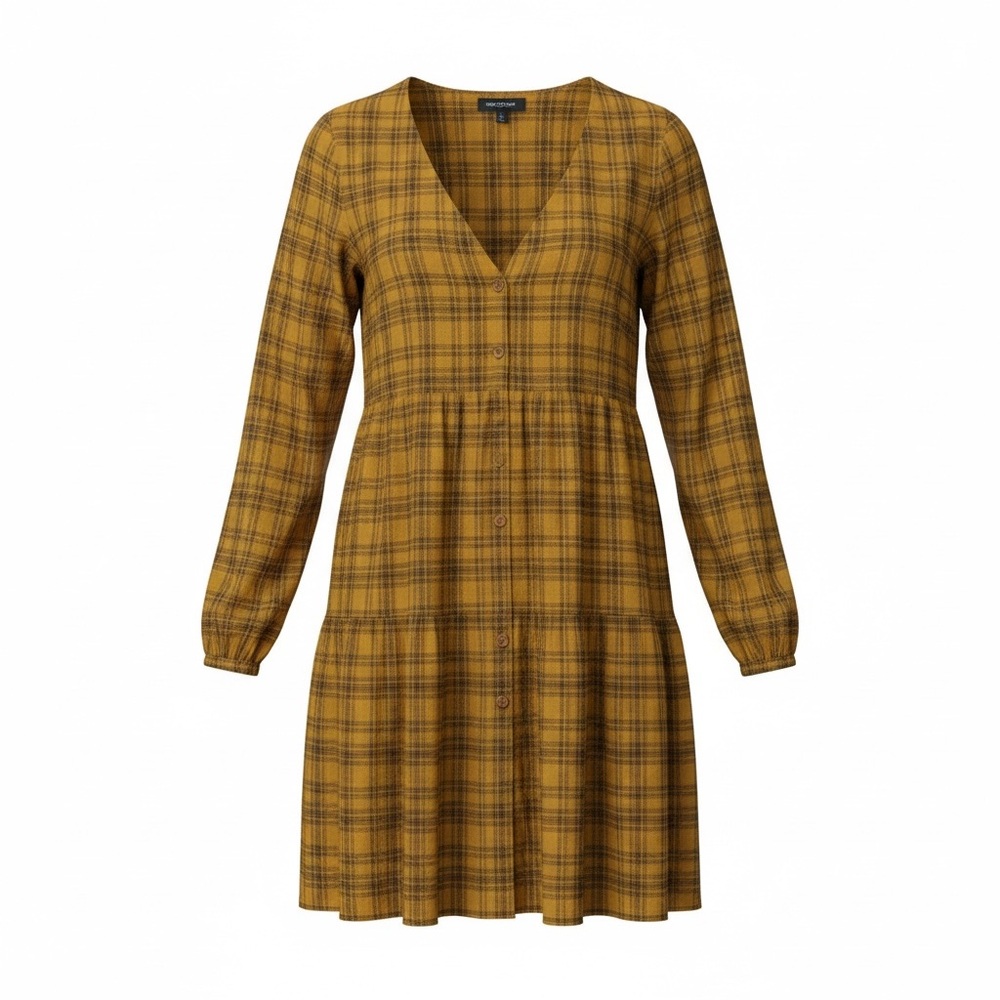 Urban Outfitters UO Plaid‎ Long Sleeve Grunge Babydoll Skater Dress - Size Small